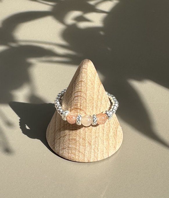 Bague 3 perles naturelles